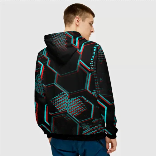 Толстовка Ajax FC в стиле glitch на темном фоне-0