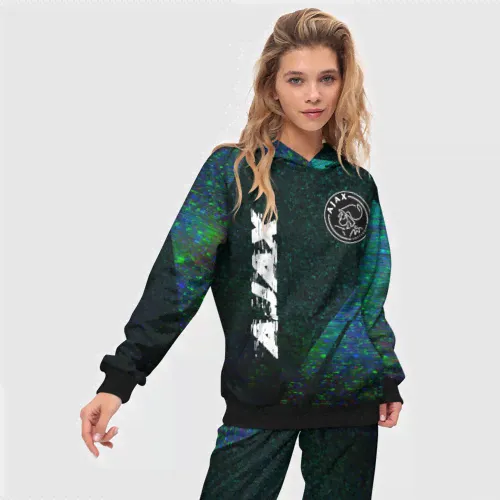 Костюм Ajax glitch blue Женский Толстовка и штаны 3D-4