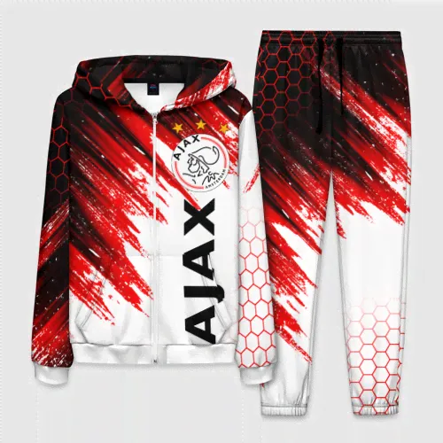 Спортивный костюм FC Ajax Amsterdam ФК Аякс Мужской На молнии 3D-0
