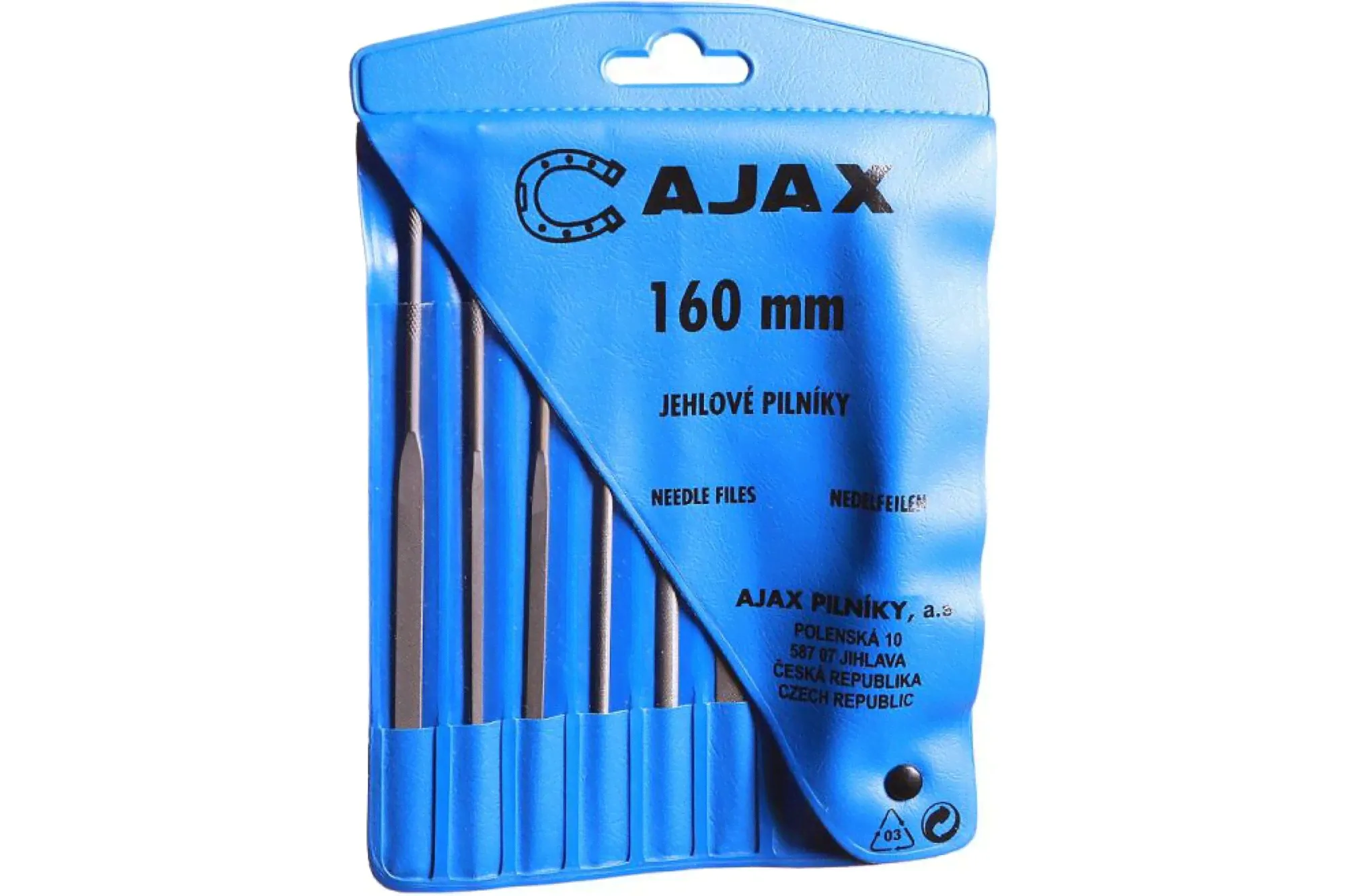 Набор из 6-ти надфилей с ручкой (L = 160 мм, зернистость 0) AJAX 286213931606