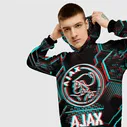 Толстовка Ajax FC в стиле glitch на темном фоне
