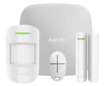 Ajax StarterKit (white) Комплект радиоканальной сигнализации Ajax в составе: Ajax Hub - 1 шт., Ajax MotionProtect - 1 шт., Ajax DoorProtect - 1 шт., Ajax SpaceControl - 1 шт. Сертифицированная сигнали
