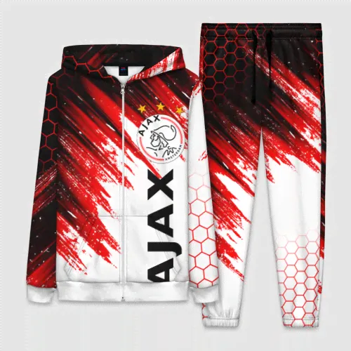 Спортивный костюм FC Ajax Amsterdam ФК Аякс Женский На молнии 3D-0