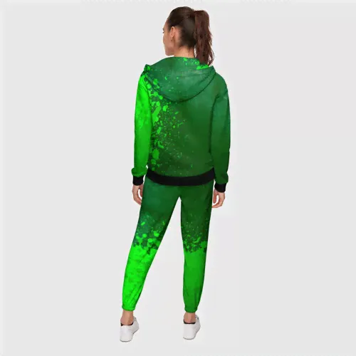 Спортивный костюм Ajax - green gradient по-вертикали Женский На молнии 3D-4