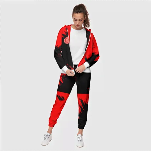Спортивный костюм Ajax sport color red Женский На молнии 3D-2