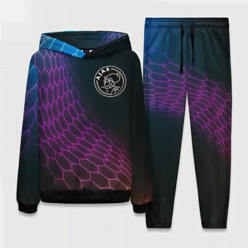 Костюм Ajax футбольная сетка Женский Толстовка и штаны 3D-1