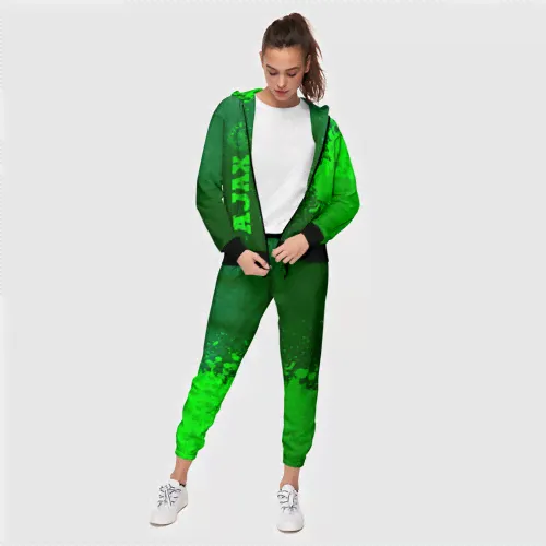 Спортивный костюм Ajax - green gradient по-вертикали Женский На молнии 3D-1