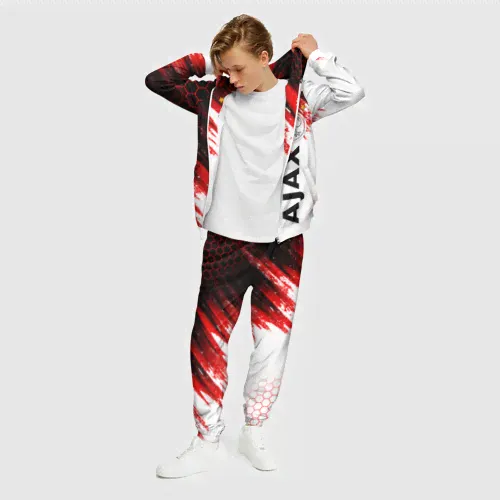 Спортивный костюм FC Ajax Amsterdam ФК Аякс Мужской На молнии 3D-2